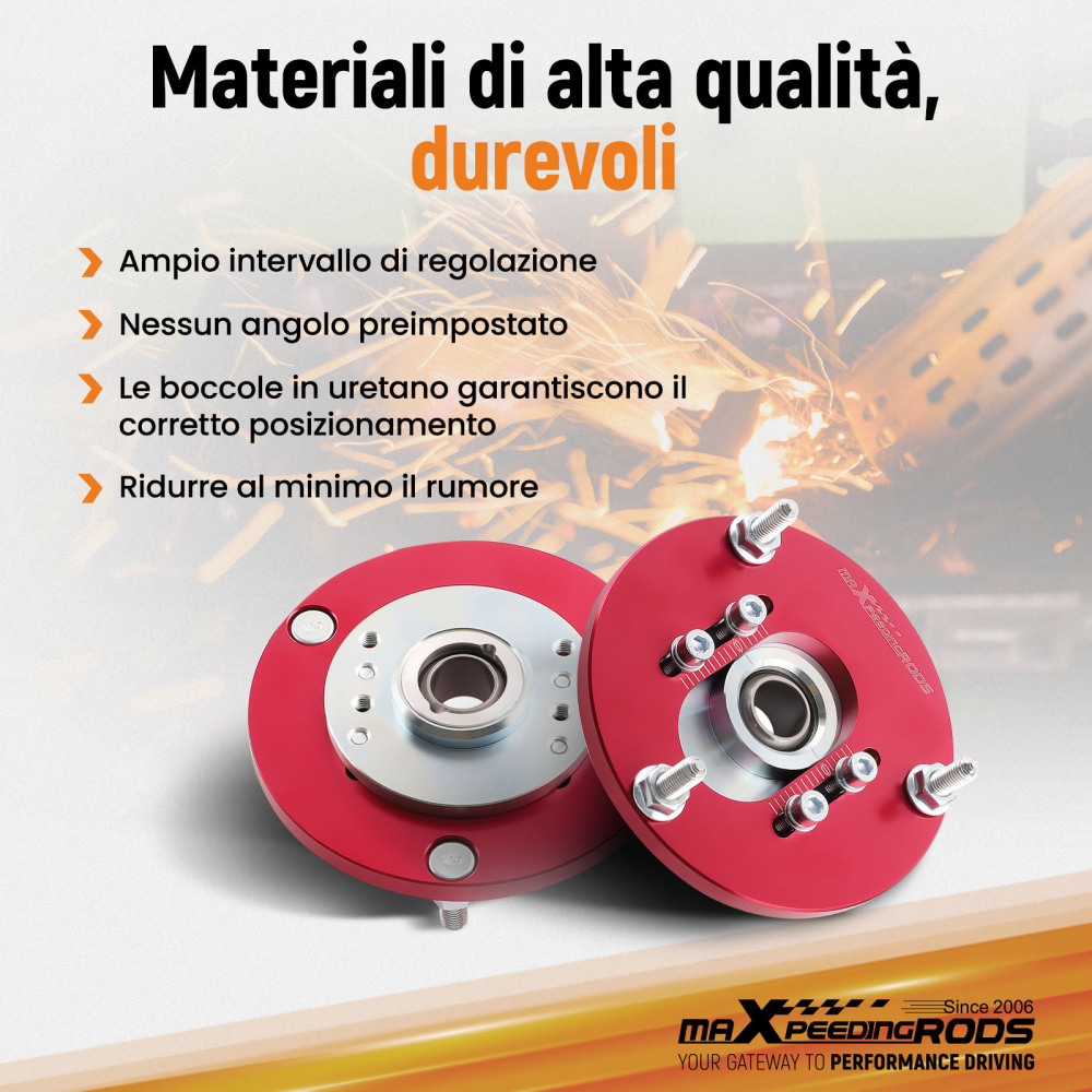 Compatible for BMW E46 3 Series M3 Front Coilover Camber Plate Top Upper Mounts Red Pair