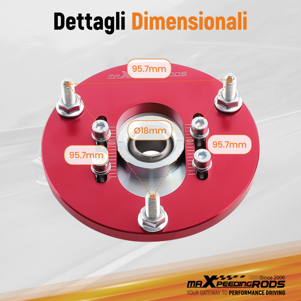 Compatible for BMW E46 3 Series M3 Front Coilover Camber Plate Top Upper Mounts Red Pair