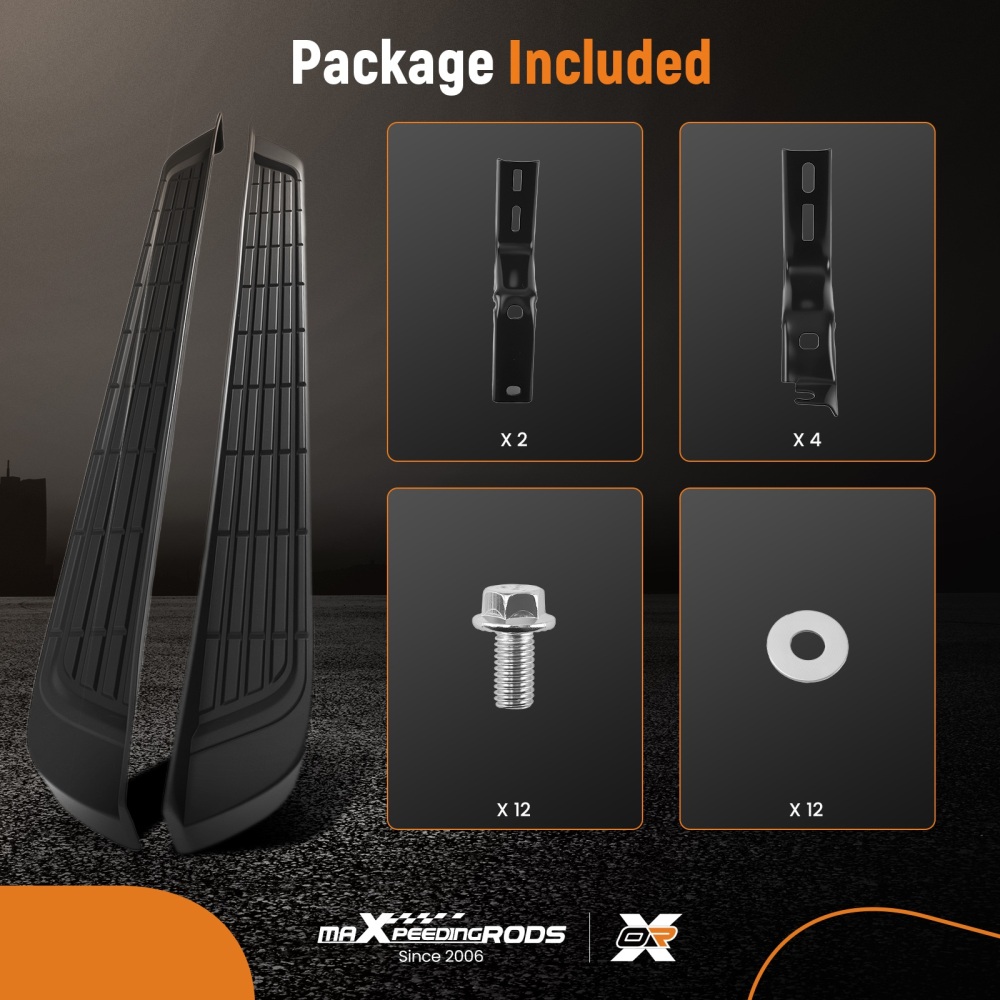 Aluminium Side Steps Running Boards compatible for Ford Ranger T6 T7 T8 T9 2012-2022 Black