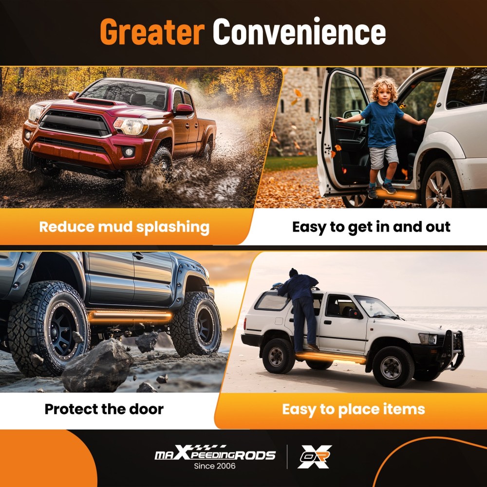 Aluminium Side Steps Running Boards compatible for Ford Ranger T6 T7 T8 T9 2012-2022 Black