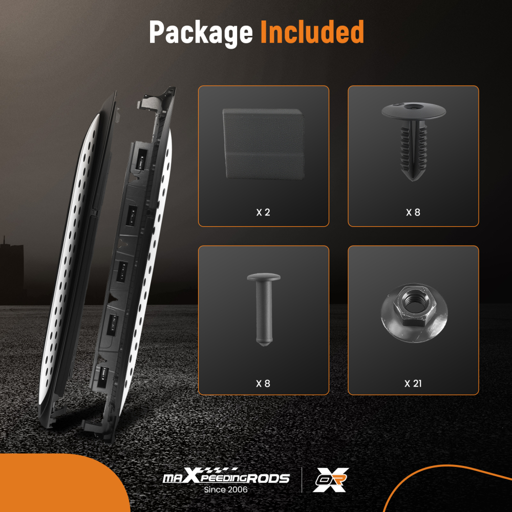Aluminium Running Boards compatible for Mercedes ML350 W166 12-15 GLE 16-18 Non-Slip Black