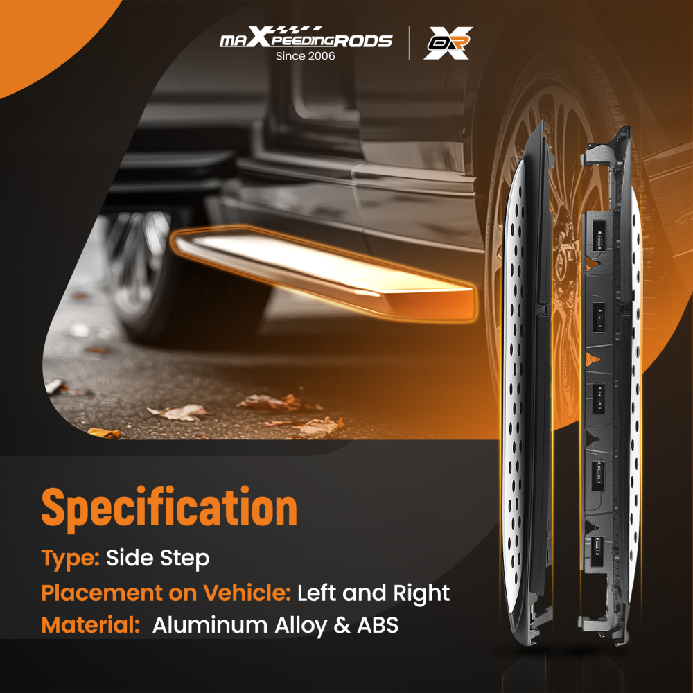 Aluminium Running Boards compatible for Mercedes ML350 W166 12-15 GLE 16-18 Non-Slip Black