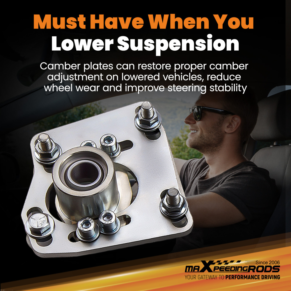 Compatible for Ford Mustang V6 compatible for V8 GT 94-04 Camber Caster Plates Alignment Kit Adjustable