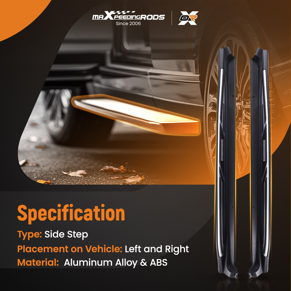 Aluminum Running Board Steps compatible for Toyota CH-R CHR 2016-2023 Nerf Bars Non-Slip