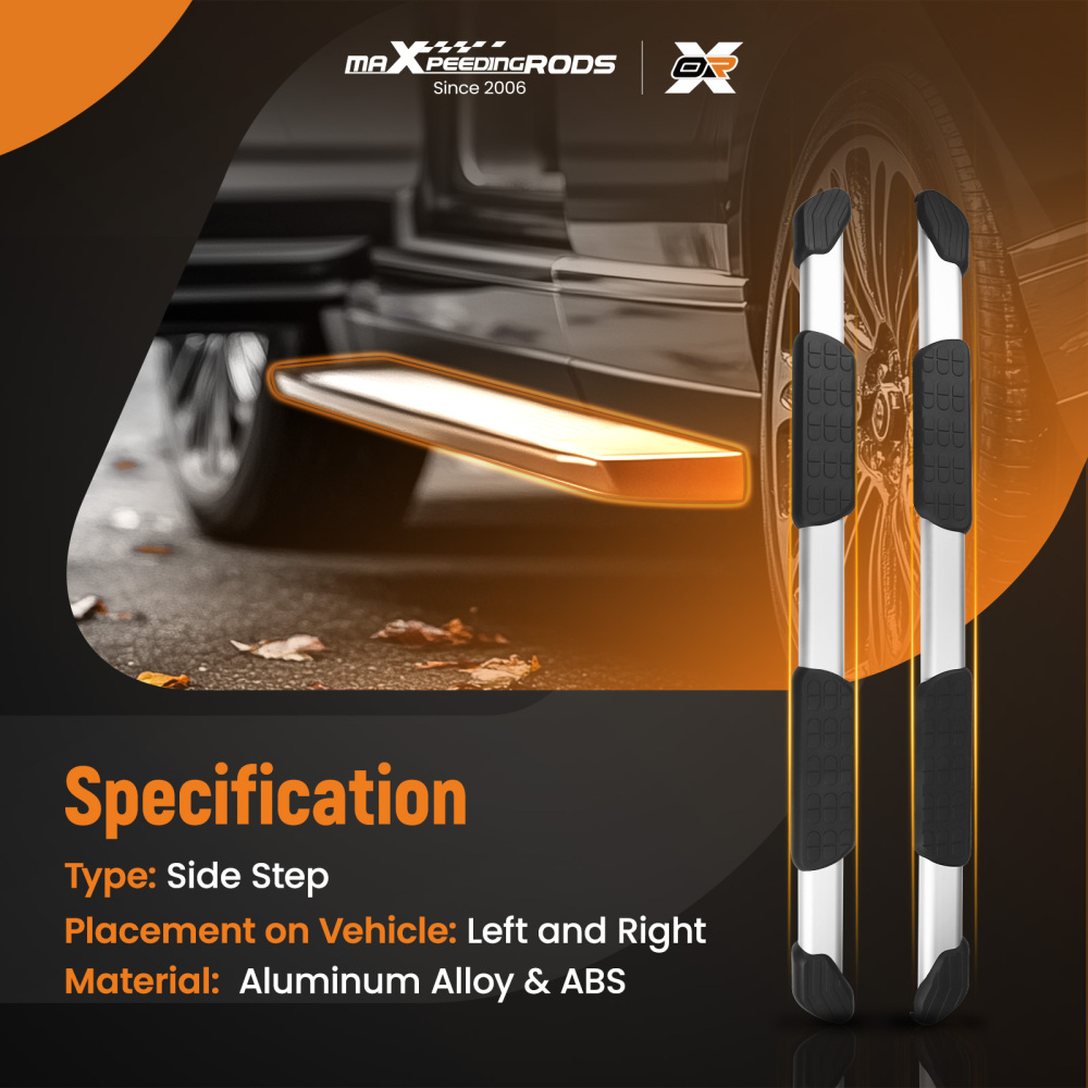 5 Black Side Step Bar compatible for Toyota Tundra Double Cab 07-21 Non-Slip Nerf Bars