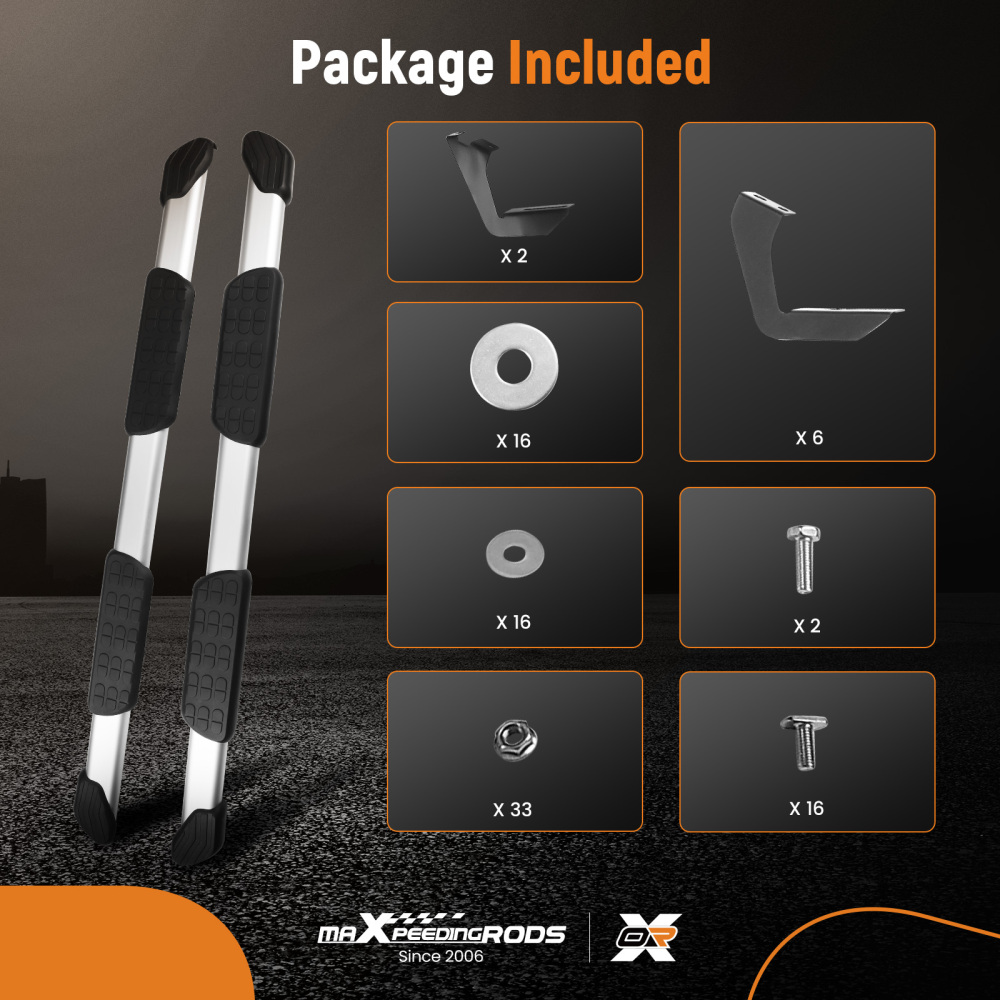 5 Black Side Step Bar compatible for Toyota Tundra Double Cab 07-21 Non-Slip Nerf Bars