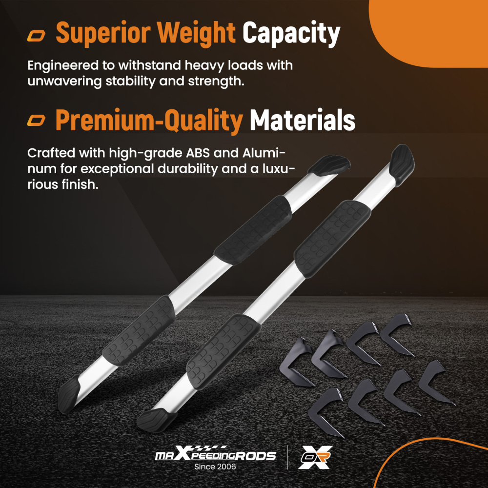 5 Black Side Step Bar compatible for Toyota Tundra Double Cab 07-21 Non-Slip Nerf Bars