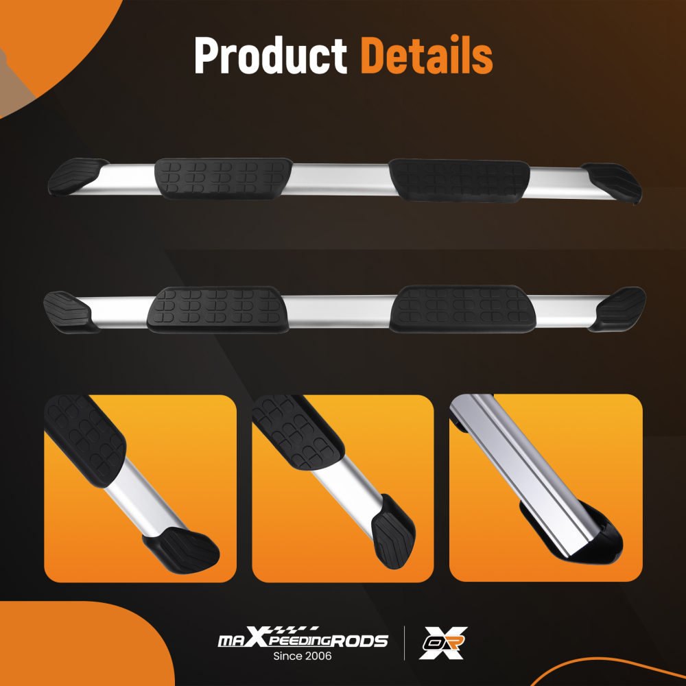 5 Black Side Step Bar compatible for Toyota Tundra Double Cab 07-21 Non-Slip Nerf Bars