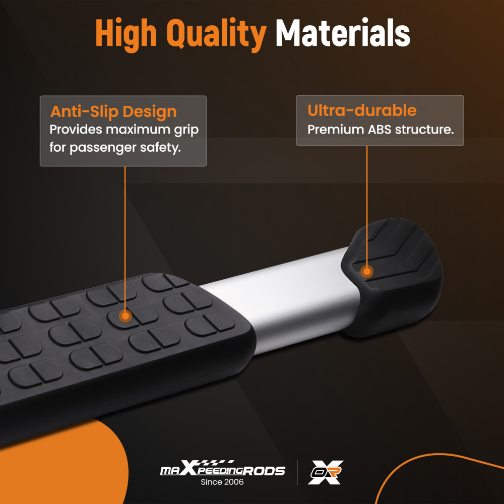 5 Black Side Step Bar compatible for Toyota Tundra Double Cab 07-21 Non-Slip Nerf Bars