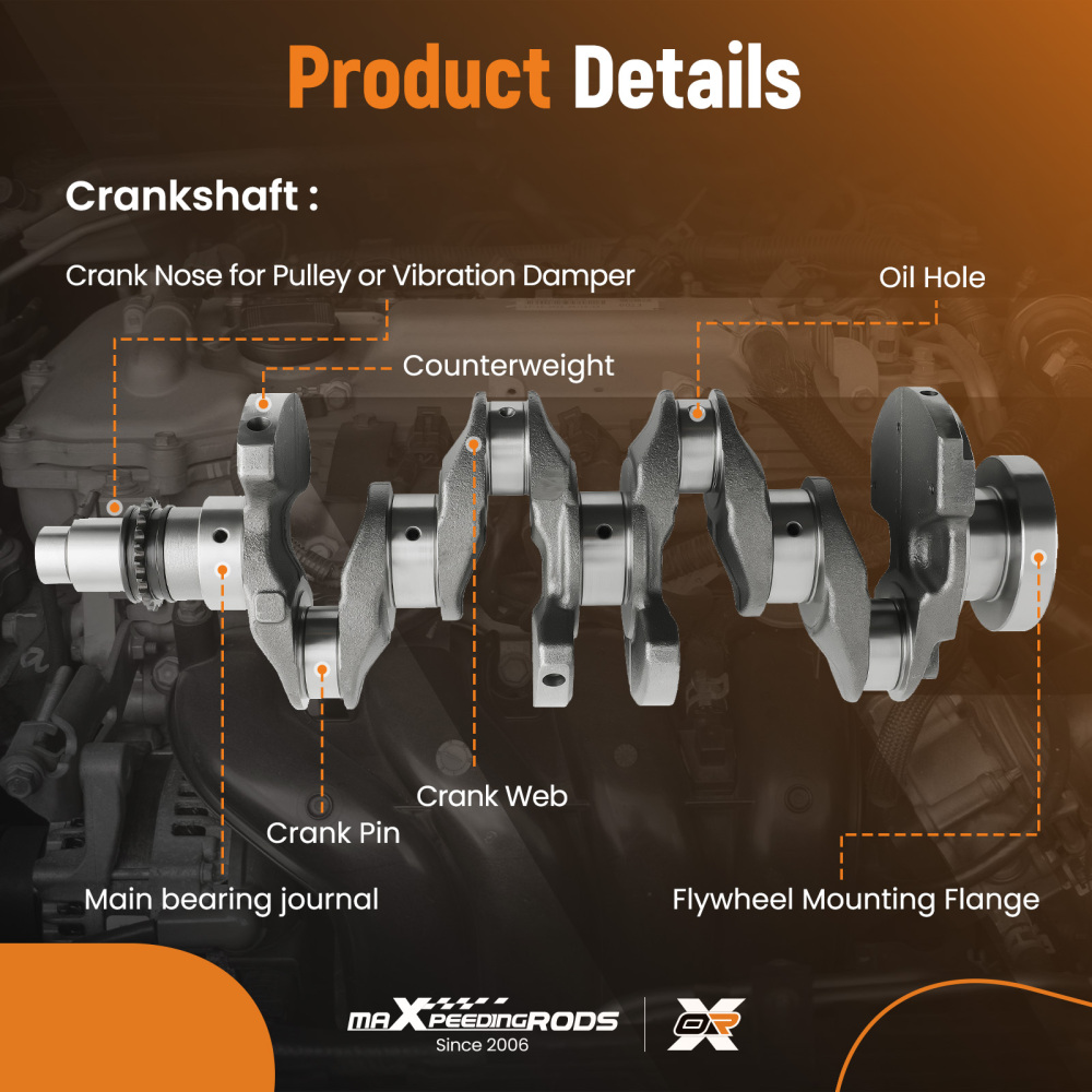 G4NC 2.0L Engine Rebuild Overhaul Kit & Crankshaft Rods Pistons compatible for Hyundai Kia