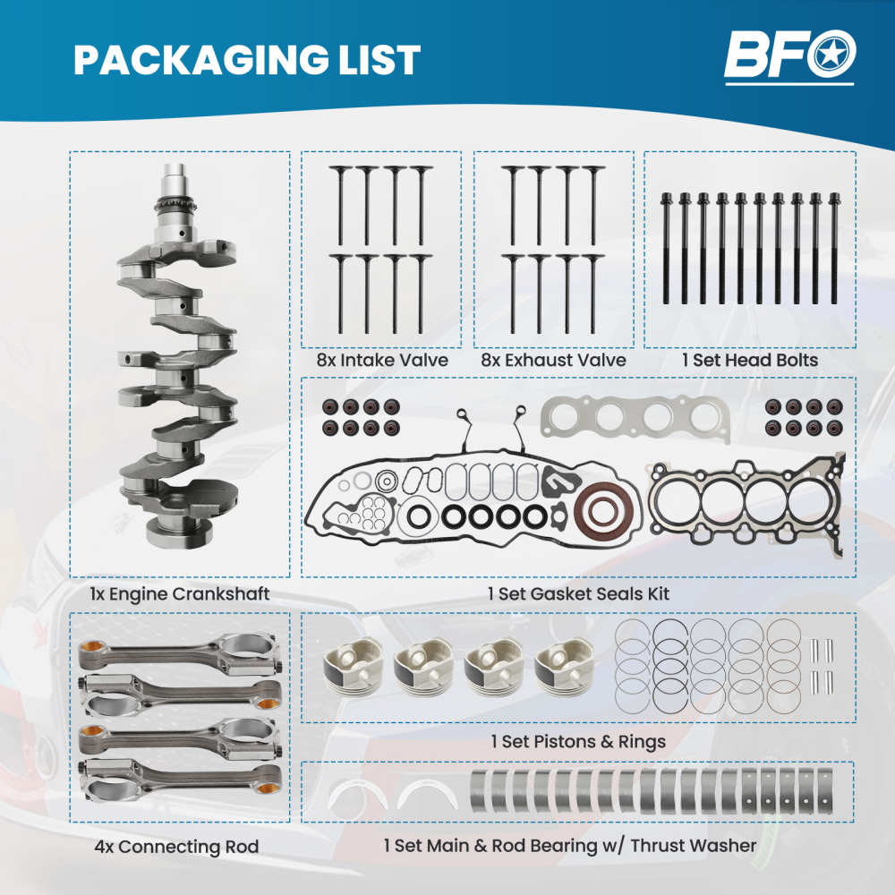 G4NC 2.0L Engine Rebuild Overhaul Kit Crankshaft Rods Pistons compatible for Hyundai Kia