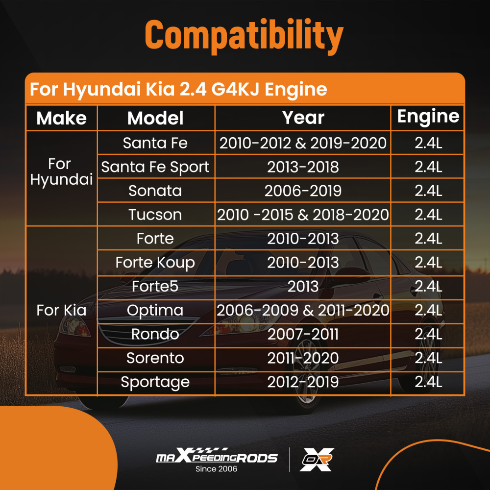 G4KE 2.4L Engine Overhaul Rebuild Kit - Crankshaft Con Rods Set compatible for Hyundai KIA