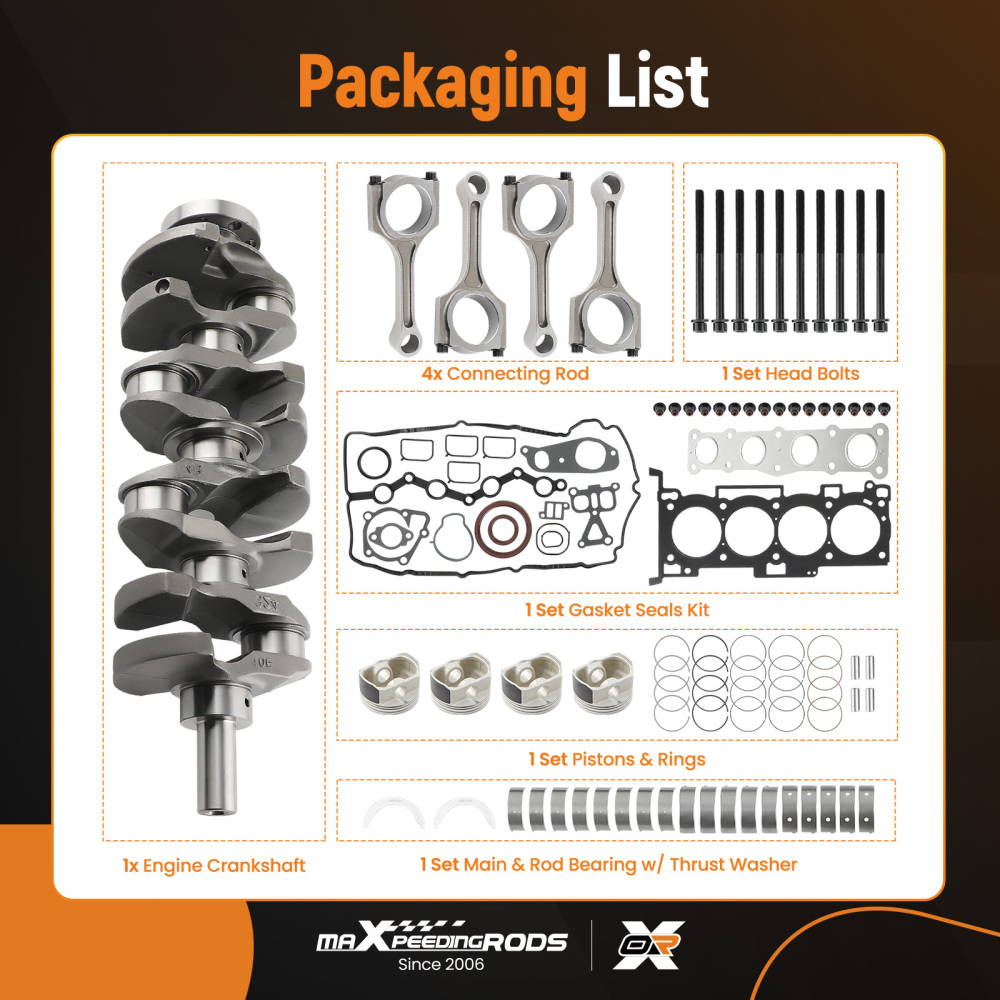 G4KE 2.4L Engine Overhaul Rebuild Kit - Crankshaft Con Rods Set compatible for Hyundai KIA