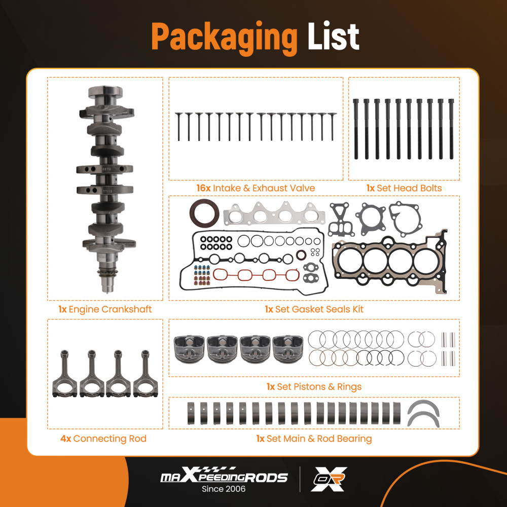 G4FD Engine Overhaul Rebuild Kit compatible for Hyundai Kia Accent Rio Soul 1.6L 2012-2016