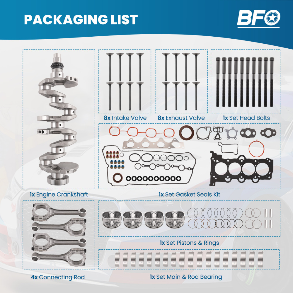 G4FD Engine Rebuild Overhaul Kit w/ CrankshaftConrods compatible for Hyundai Kia 1.6L