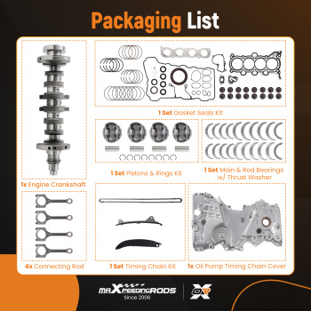 2.0L Engine Rebuild Kit - Crankshaft ConRods Timing Cover Set compatible for HYUNDAI KIA