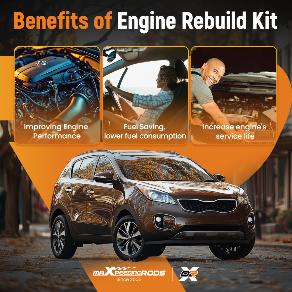 G4KJ 2.4L Engine Rebuild Overhaul Kit w/ Crankshaft / Con Rods compatible for HYUNDAI KIA