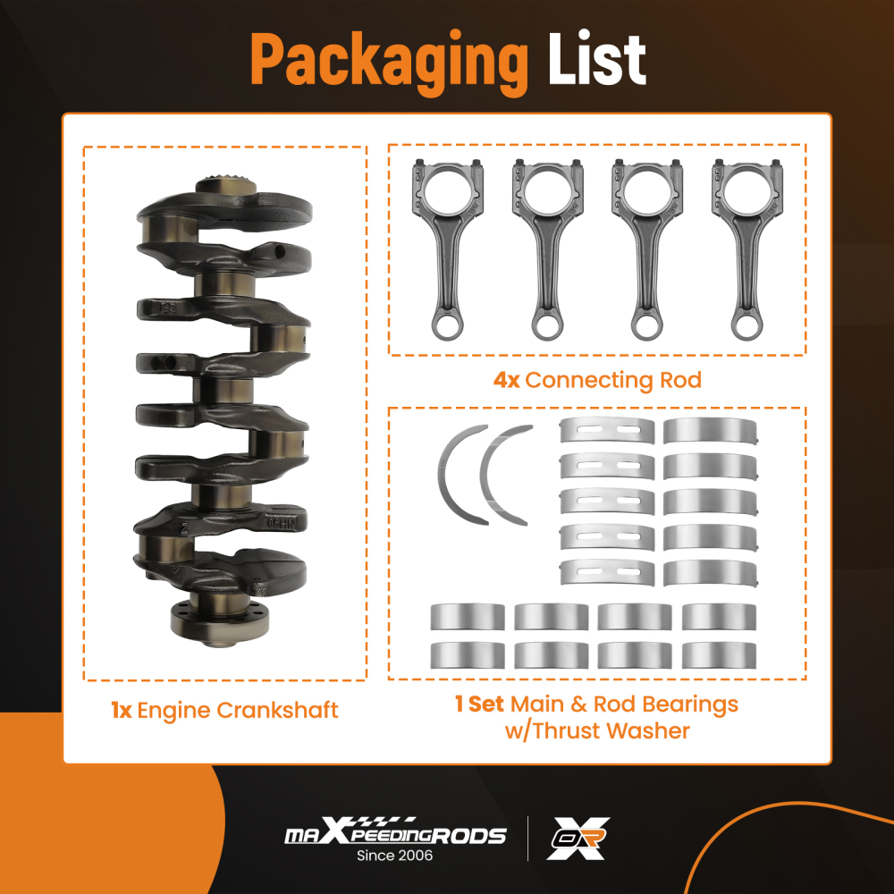 Crankshaft 06L105101DCon RodBearing compatible for Audi A4 A6 Q5 Q7 compatible for VW Golf GTI 2.0T