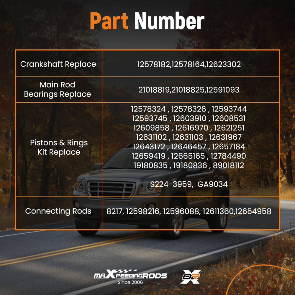 2.4L Engine Rebuild Overhaul Kit Crankshaft Rods Timing compatible for Chevrolet Buick GMC