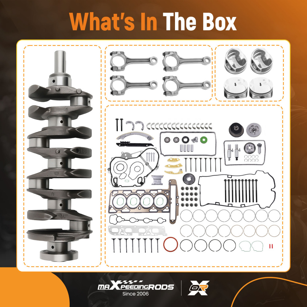 2.4L Engine Rebuild Overhaul Kit Crankshaft Rods Timing compatible for Chevrolet Buick GMC