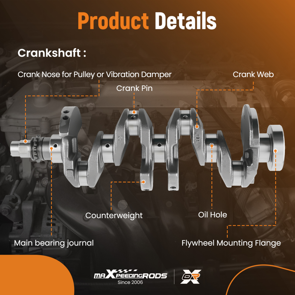 G4FD 1.6L Engine Rebuild Overhaul Crankshaft Kit for 2012-2017 compatible for Hyundai Kia 1.6L