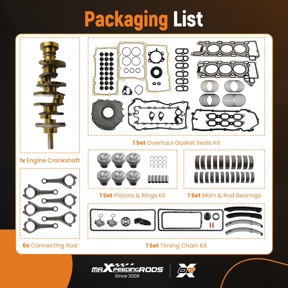 AJ126 3.0L V6 Engine Overhaul Rebuild Kit w/ Crankshaft Rods Timing compatible for Jaguar