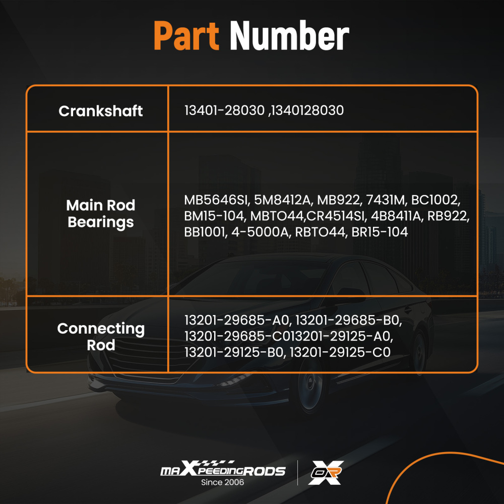 2.4L CrankshaftConnecting RodsMain Rod Bearings compatible for Toyota Scion 2AZ-FE