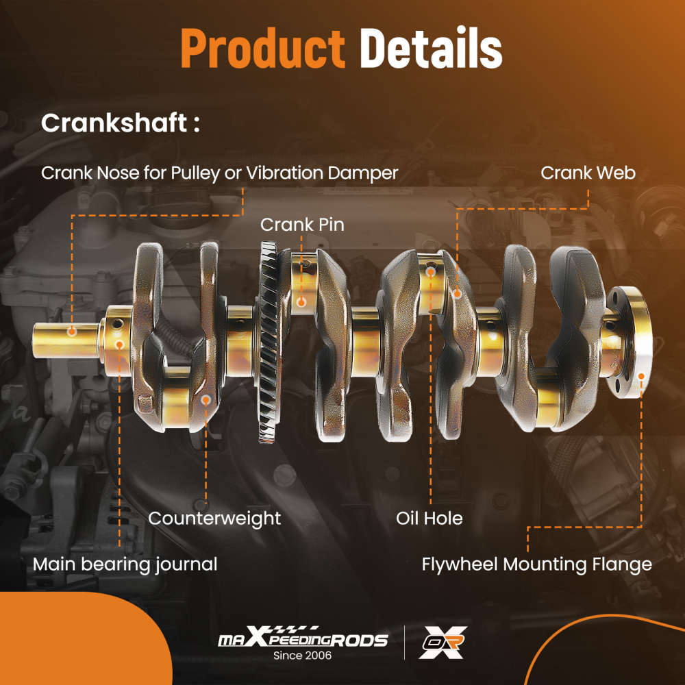 2.4L CrankshaftConnecting RodsMain Rod Bearings compatible for Toyota Scion 2AZ-FE