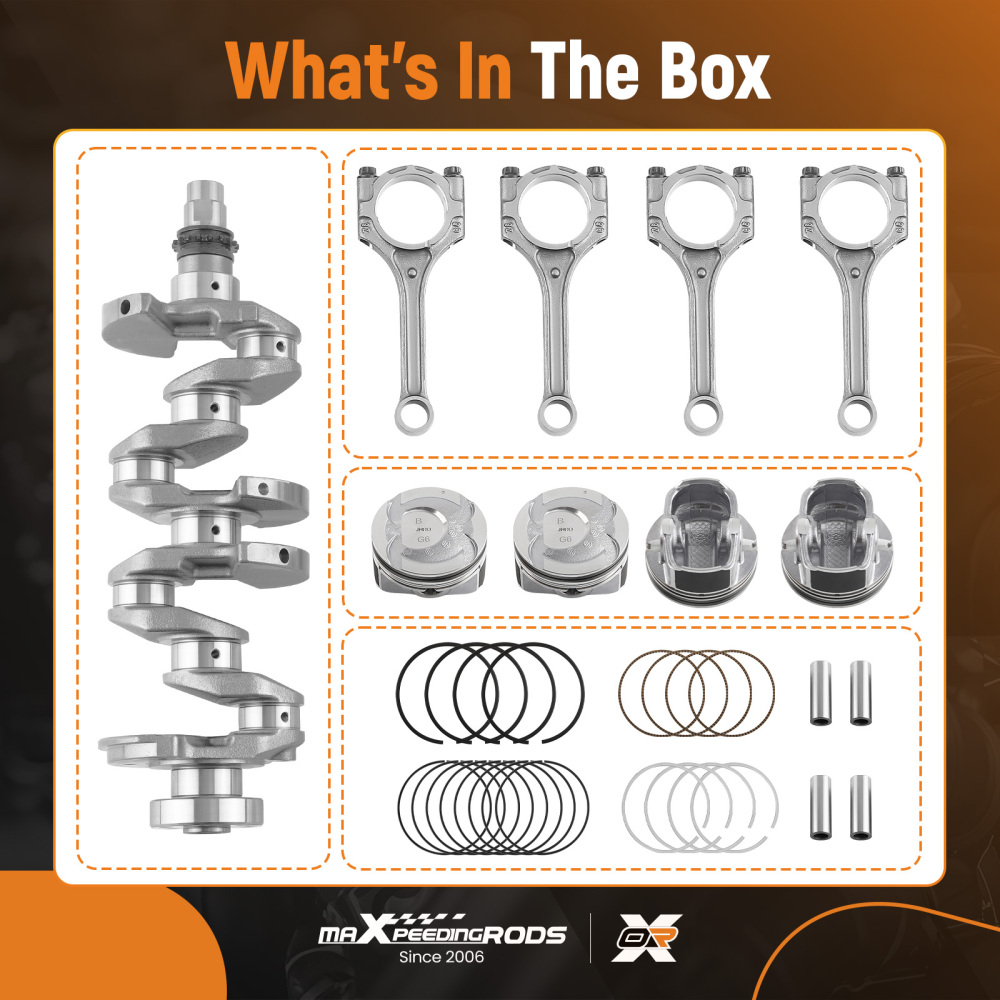 CrankshaftRodsPiston Ring Set For G4FD 1.6L compatible for Hyundai Accent compatible for Kia Soul 12-16