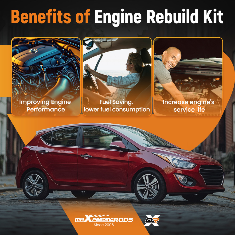 CrankshaftRodsPiston Ring Set For G4FD 1.6L compatible for Hyundai Accent compatible for Kia Soul 12-16