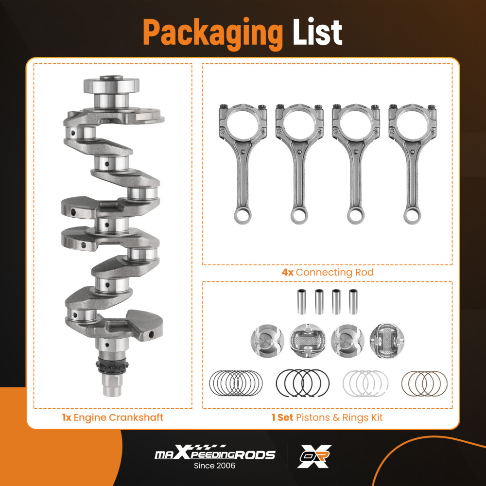 CrankshaftRodsPiston Ring Set For G4FD 1.6L compatible for Hyundai Accent compatible for Kia Soul 12-16