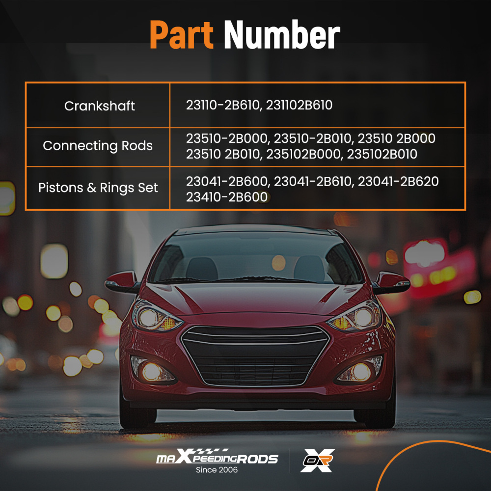 CrankshaftRodsPiston Ring Set For G4FD 1.6L compatible for Hyundai Accent compatible for Kia Soul 12-16