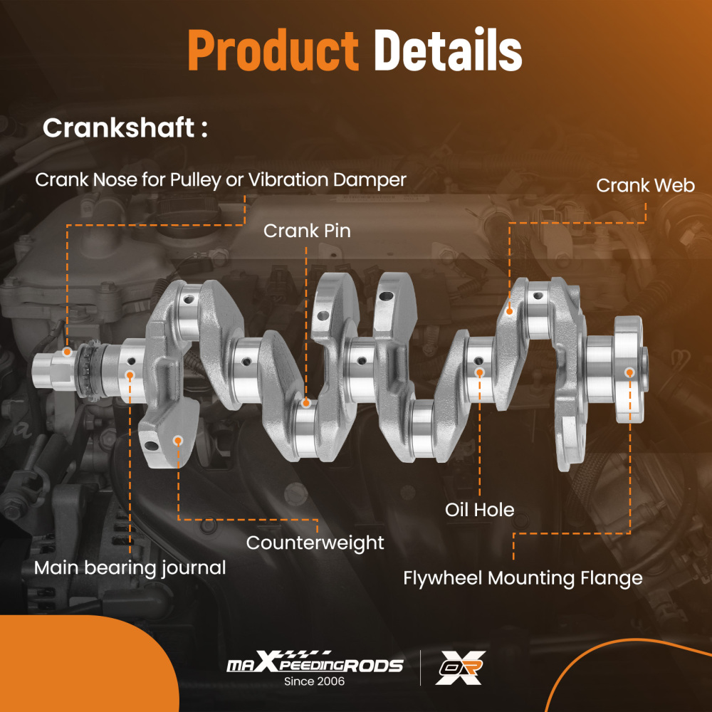 CrankshaftRodsPiston Ring Set For G4FD 1.6L compatible for Hyundai Accent compatible for Kia Soul 12-16