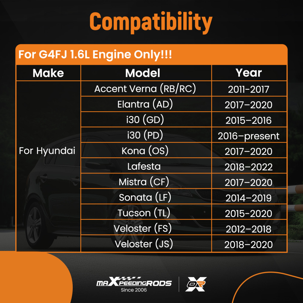 G4FJ 1.6L Turbo Engine Overhaul Rebuild Kit - Crankshaft / Rods compatible for Hyundai KIA