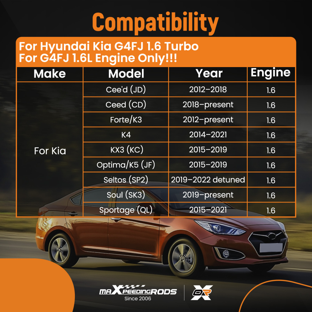 G4FJ 1.6L CrankshaftConnecting RodsBearings compatible for Hyundai Tucson compatible for Kia Soul