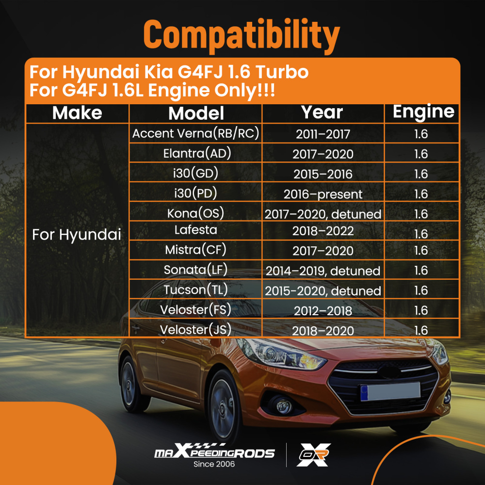 G4FJ 1.6L CrankshaftConnecting RodsBearings compatible for Hyundai Tucson compatible for Kia Soul
