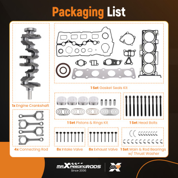 G4KD 2.0L Engine Overhaul Rebuild Kit Crankshaft Connecting Rods compatible for Hyundai Kia