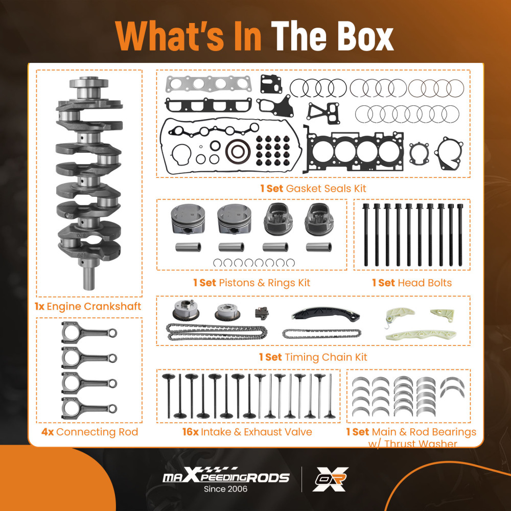 G4KF 2.0T Engine Overhaul Rebuild Kit w/ Crankshaft Rods Timing compatible for Hyundai KIA