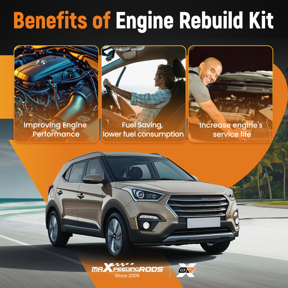 G4KF 2.0T Engine Overhaul Rebuild Kit w/ Crankshaft Rods Timing compatible for Hyundai KIA