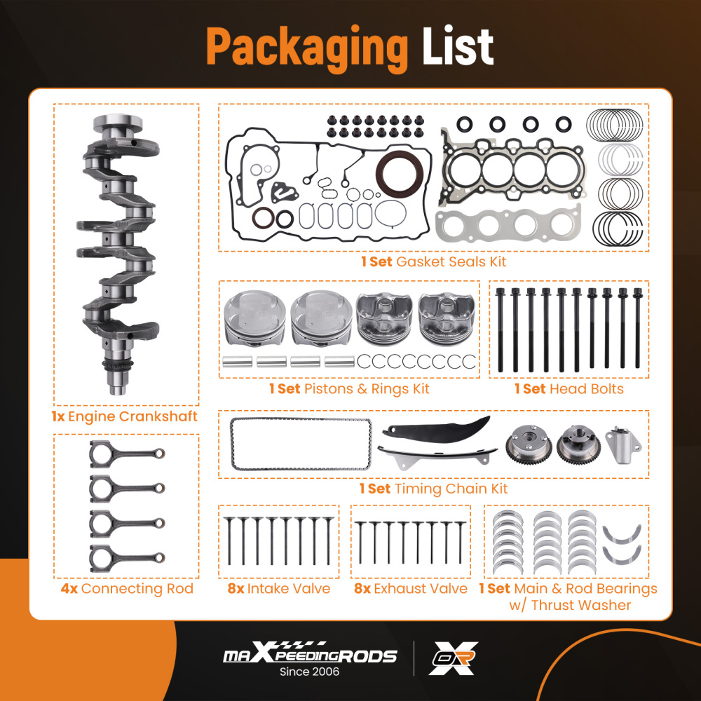 G4NB 1.8L Engine Rebuild Kit - For 2010-2015 compatible for Hyundai Elantra 2013-2016 compatible for Kia Forte