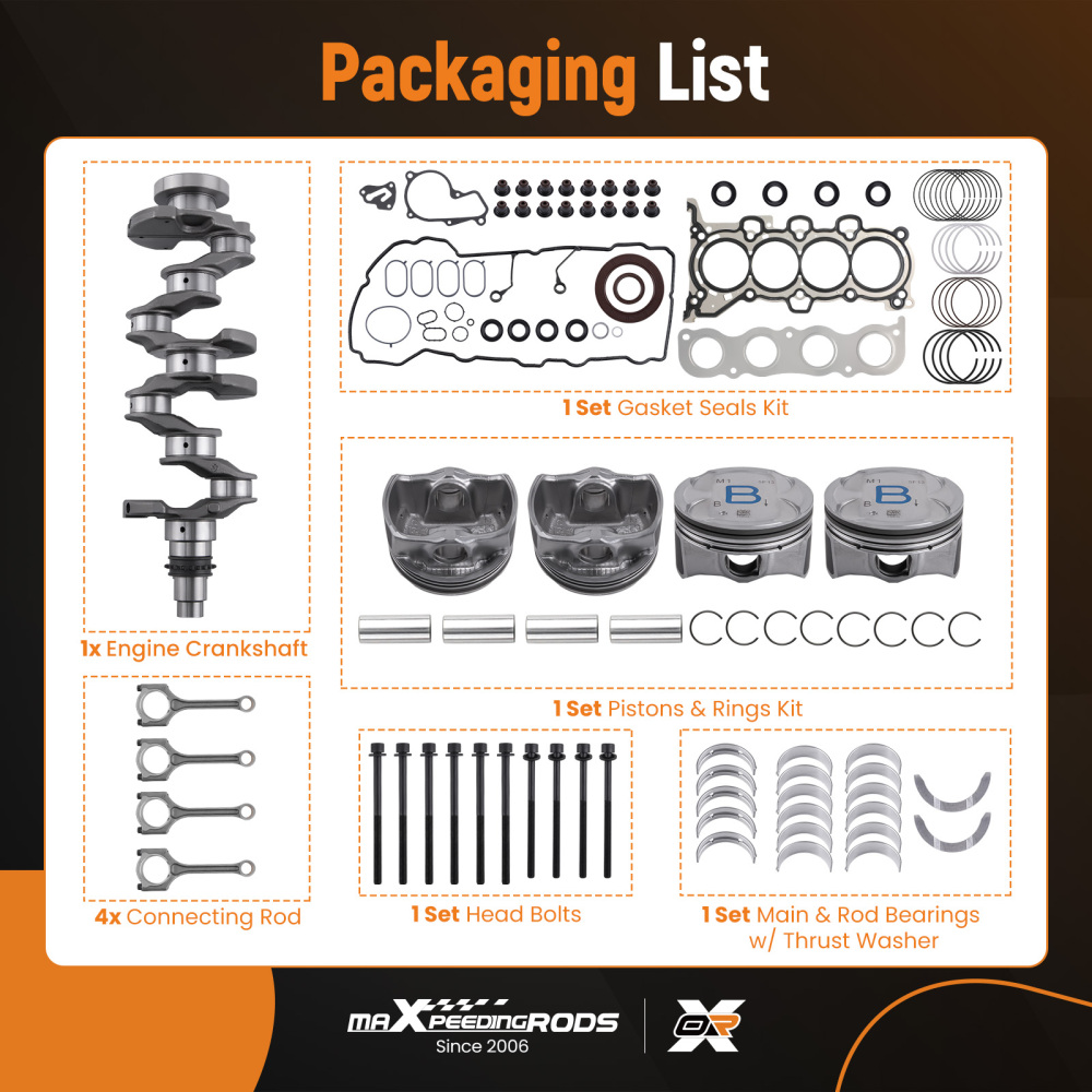 G4NB 1.8L Engine Piston Gasket Bearing Kit w/ CrankshaftRods compatible for Hyundai Kia