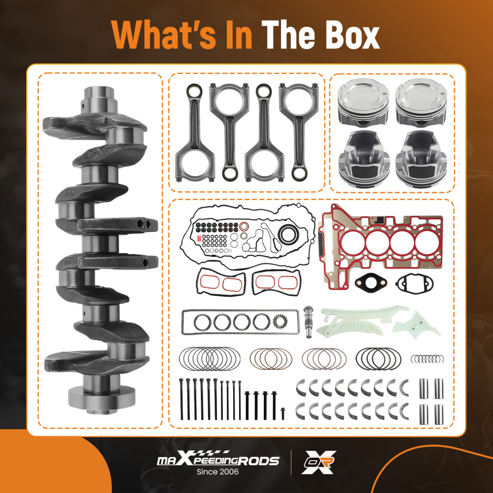 N20 2.0 Engine Overhaul Rebuild Kit Crankshaft/Conrods/Piston Kit/Gasket compatible for BMW