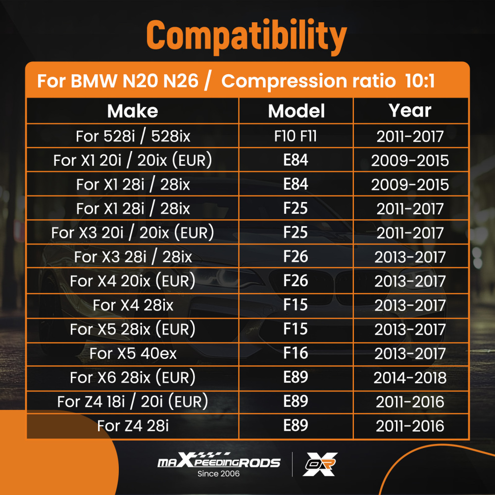 N20 2.0 Engine Overhaul Rebuild Kit Crankshaft/Conrods/Piston Kit/Gasket compatible for BMW