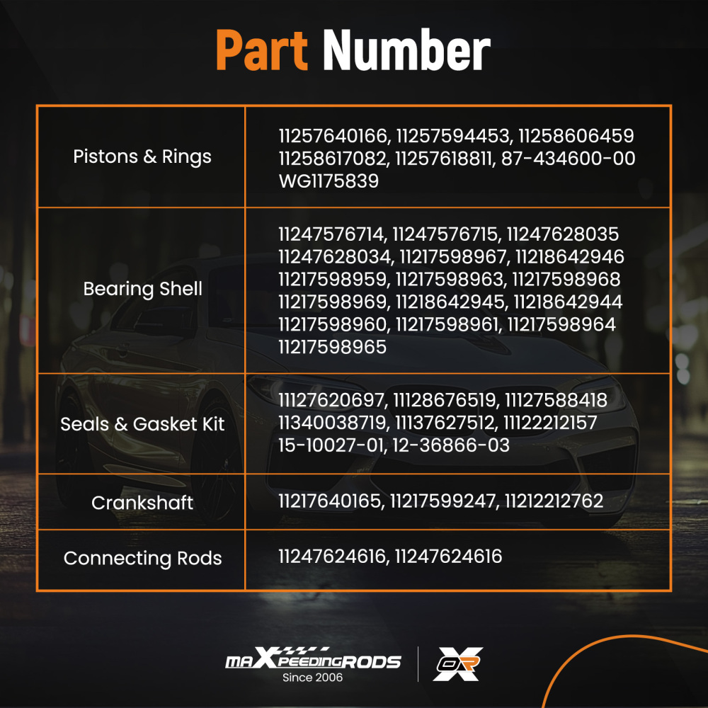 N20 2.0 Engine Overhaul Rebuild Kit Crankshaft/Conrods/Piston Kit/Gasket compatible for BMW