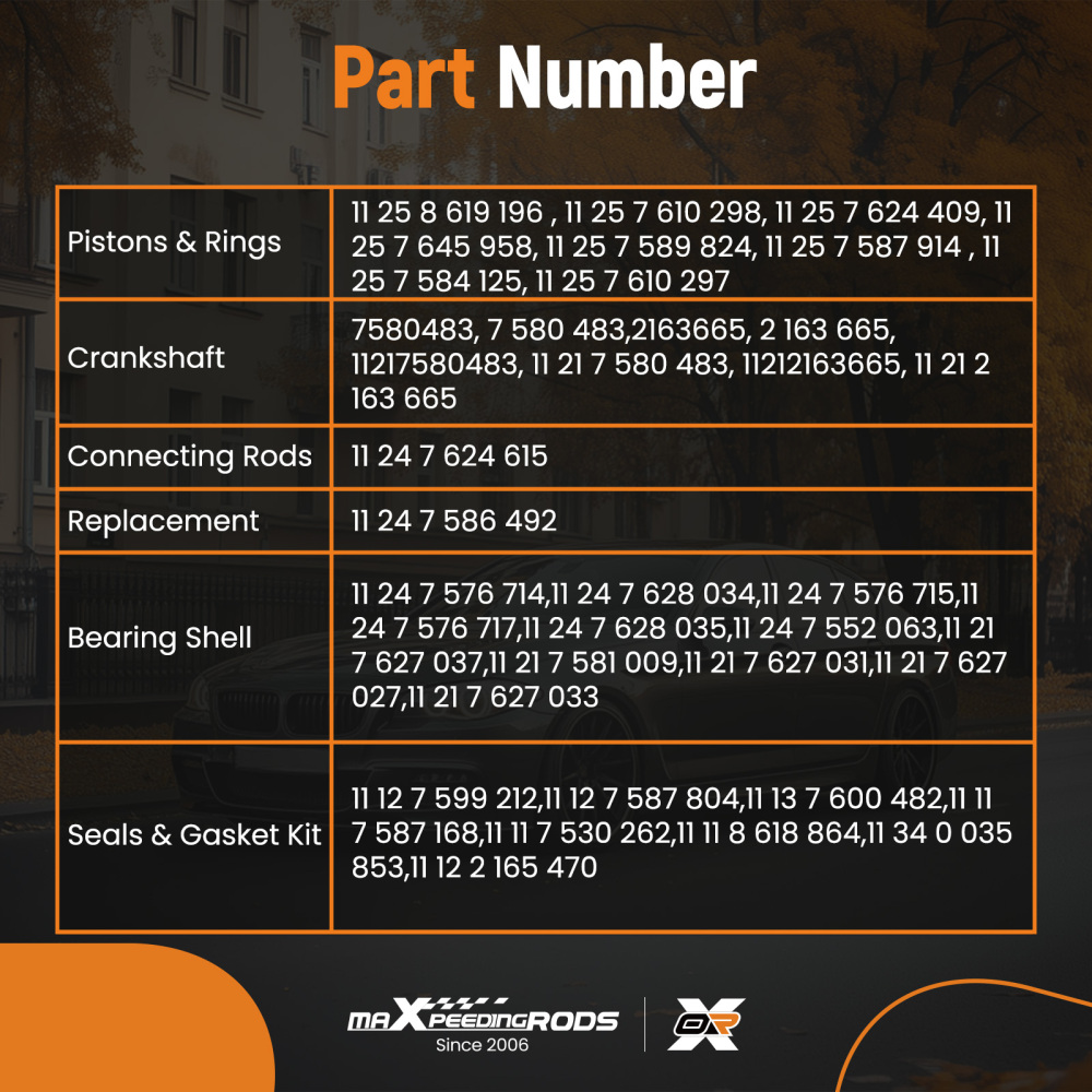 N55 3.0L Engine Rebuild Pistons Gasket Bearings Kit w/ CrankshaftRod compatible for BMW