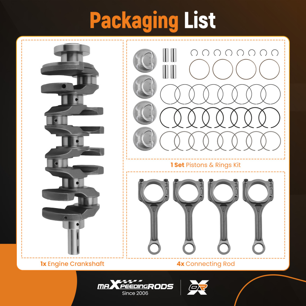 G4KJ 2.4L Engine Crankshaft4X RodsPiston Kit compatible for Hyundai Sonata compatible for Kia Optima