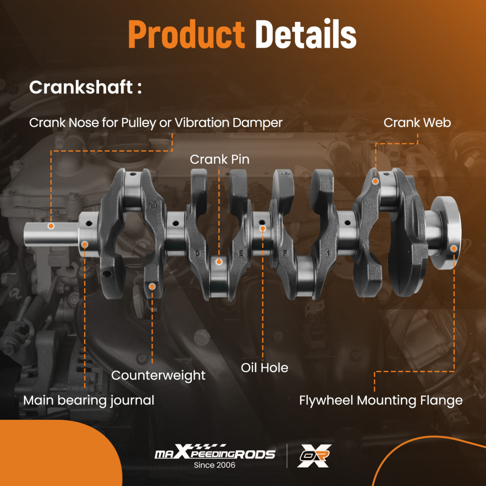 G4KJ 2.4L Engine Crankshaft4X RodsPiston Kit compatible for Hyundai Sonata compatible for Kia Optima