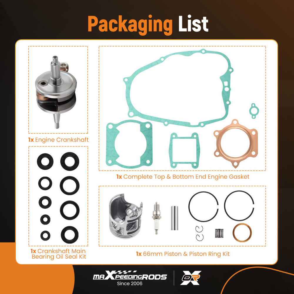 Crankshaft Piston Engine Rebuild Kit For 1988-2006 compatible for Yamaha Blaster 200 YFS200