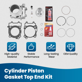 Top End Kit Cylinder Piston 93mm Gasket Kit For 2017-2022 compatible for Polaris Ranger 500