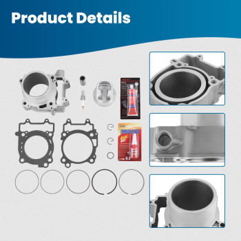 Top End Kit Cylinder Piston 93mm Gasket Kit For 2017-2022 compatible for Polaris Ranger 500